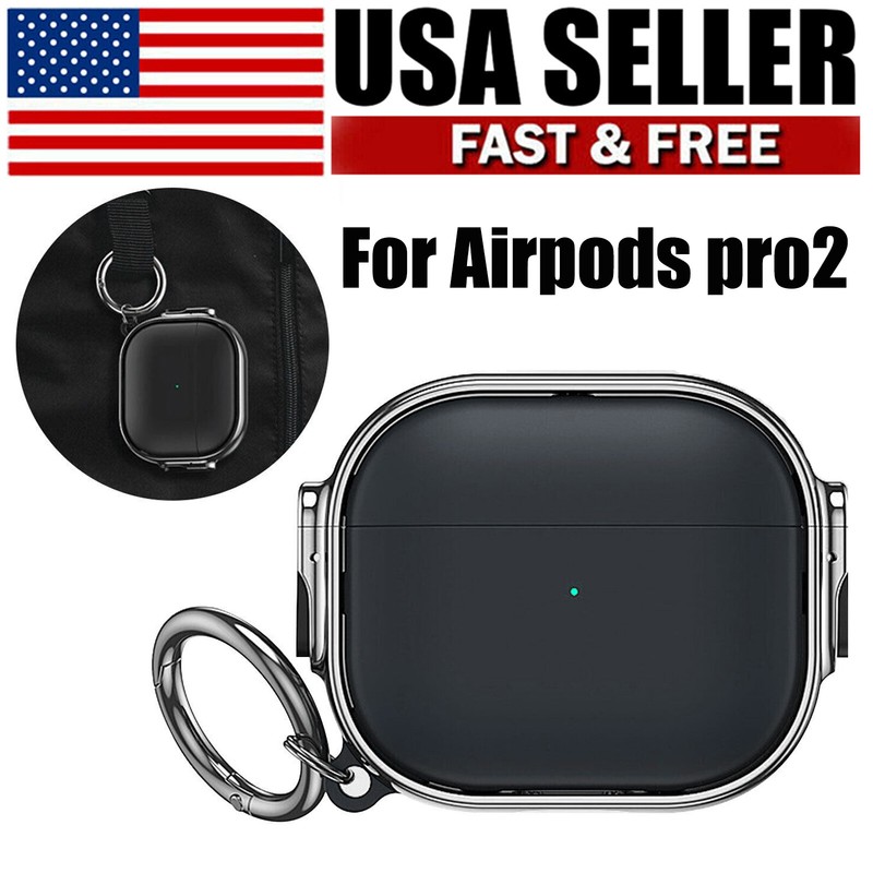 For Apple AirPods Pro 2 Shockproof Protective Dustproof Case Keychain Clip Cover