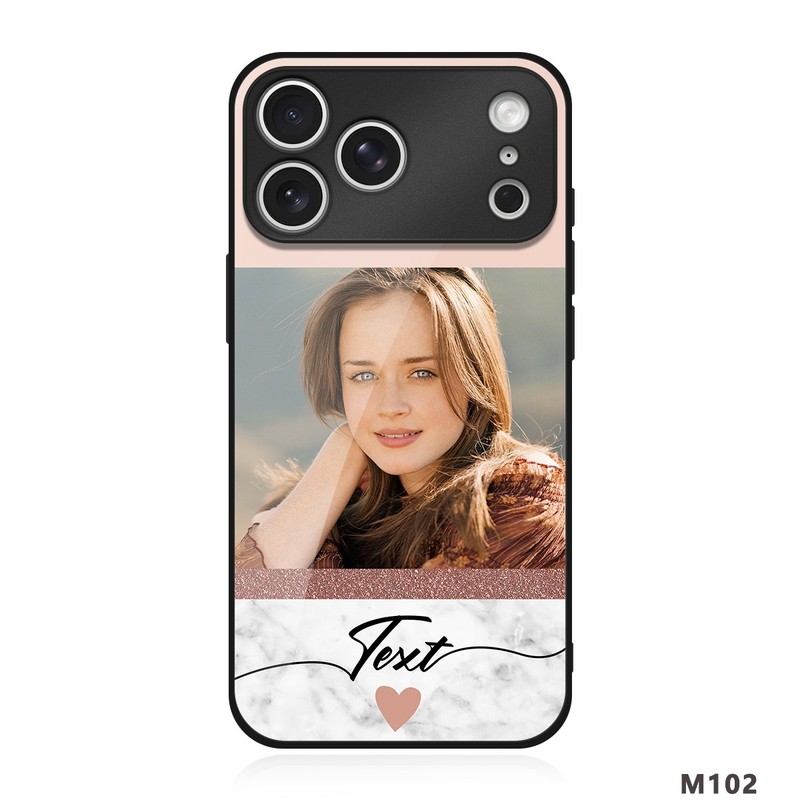 For iPhone 14/15/16 Pro Max/17 Tempered Glass Cover Custom Photo Hard Phone Case