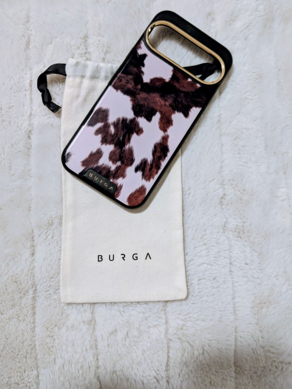BURGA Patterned Glossy Fitted Case Black Brown White with Sleeve/Pouch