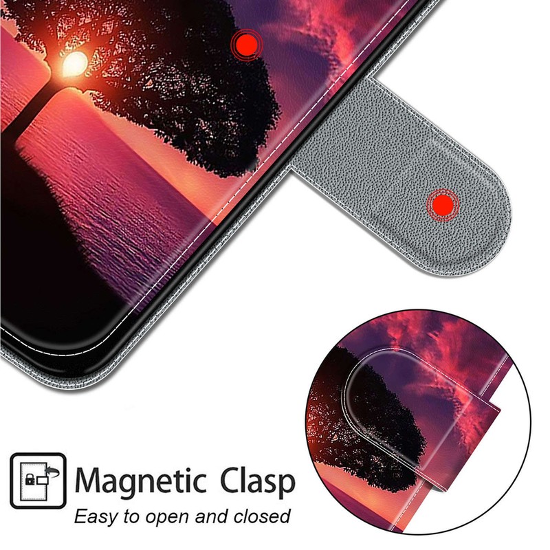 Wallet Case For Various Phone Black Tree Sunset Card Bag Flip Stand Cover Girls gallery