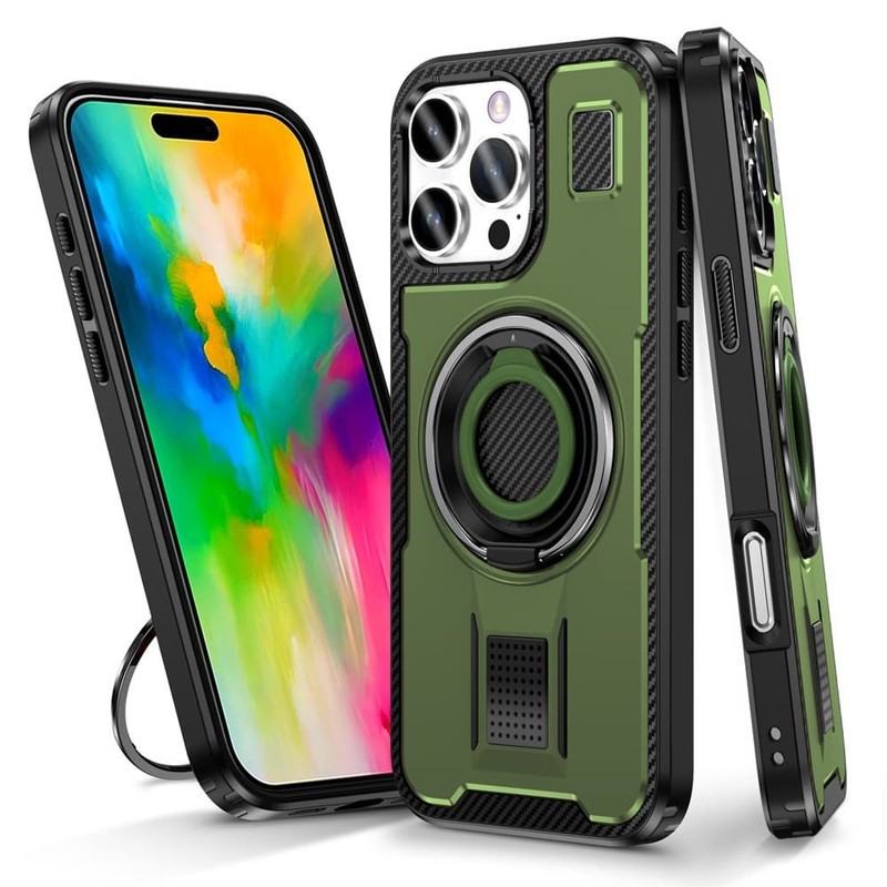 Shockproof TPU Case For iPhone 16/15 Pro Max/Plus With Stand+2 Screen Protectors
