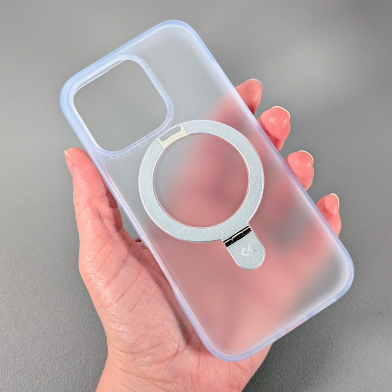 CASEKOO Case for iPhone 16 Pro - Frosted White | Magnetic Invisible Stand Chrome gallery