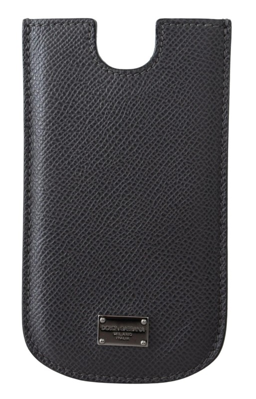 DOLCE & GABBANA Phone Case Cover Black Leather Sock Pouch Universal RRP $250