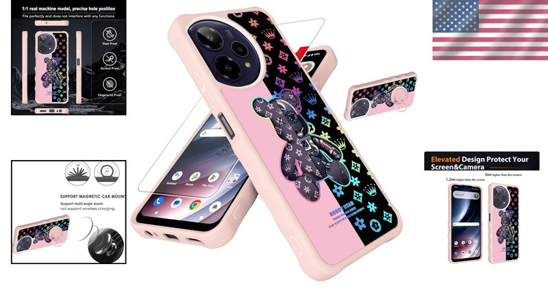 AT&T Verge 2 Case with Tempered Glass Protector & 360° Ring Support IMDF-JXX gallery