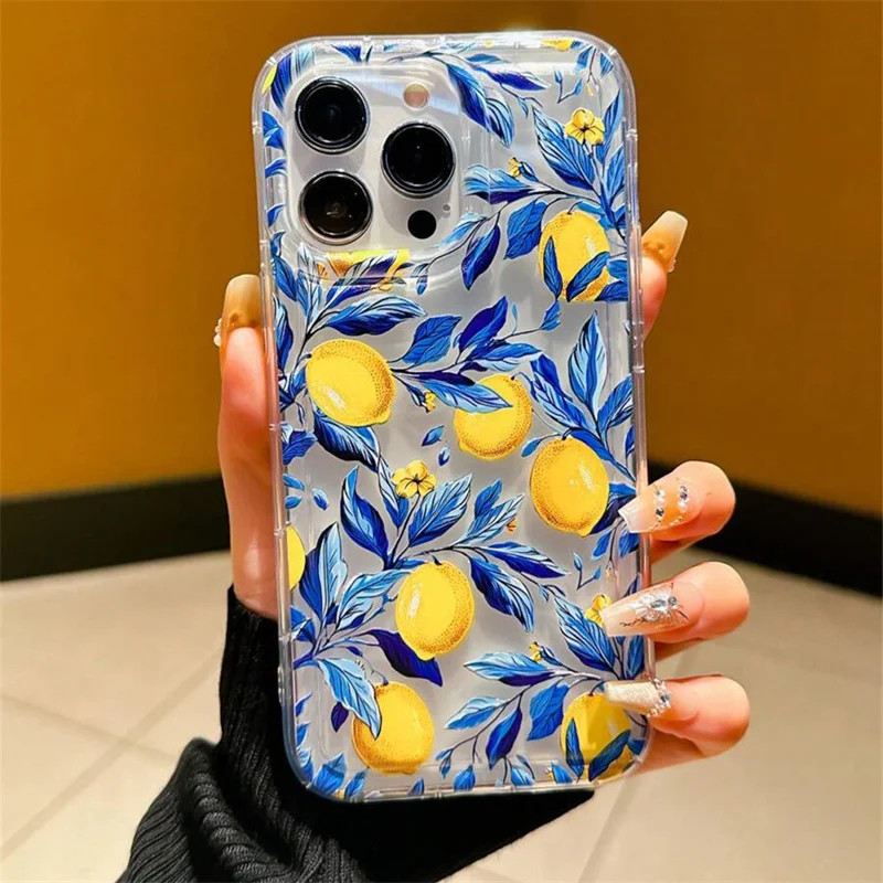 Fruit Lemon Print Clear TPU Phone Case Compatible with iPhone 17 16 15 14 13 12
