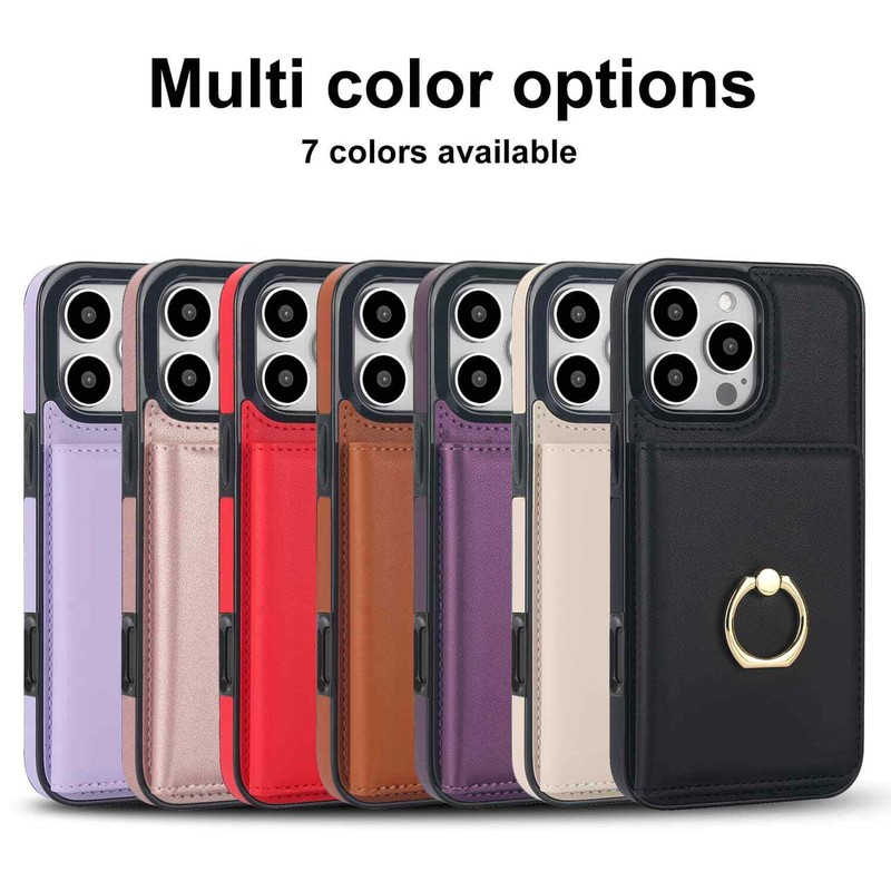 Wallet Case for iPhone 16 15 14 13 12 11 Pro Max SE 2022 XR with Rotation Ring gallery