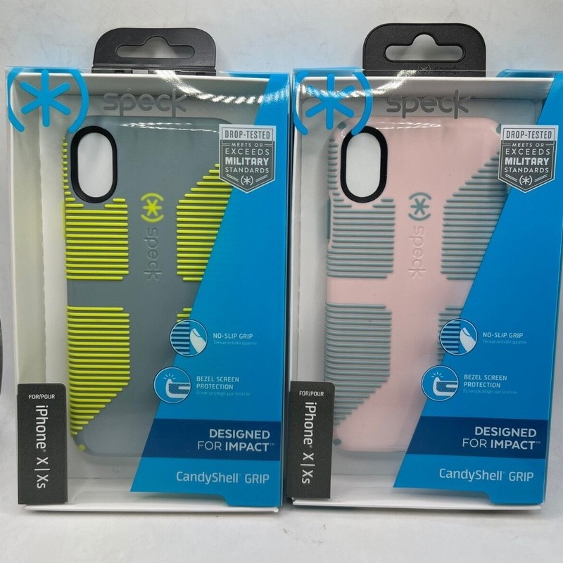 Speck CandyShell Grip Case for iPhone X iPhone XS (5.8″) Grey Yellow / Pink Blue