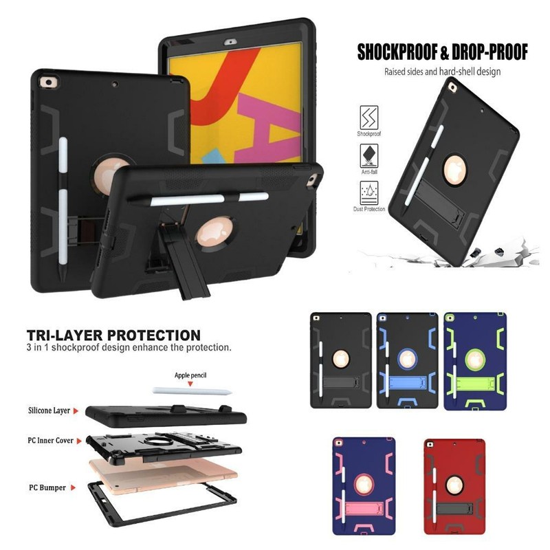 Hybrid Rugged Drop Protection Cover Built w/Stand For iPad 9th 8th 7th 10.2 inch