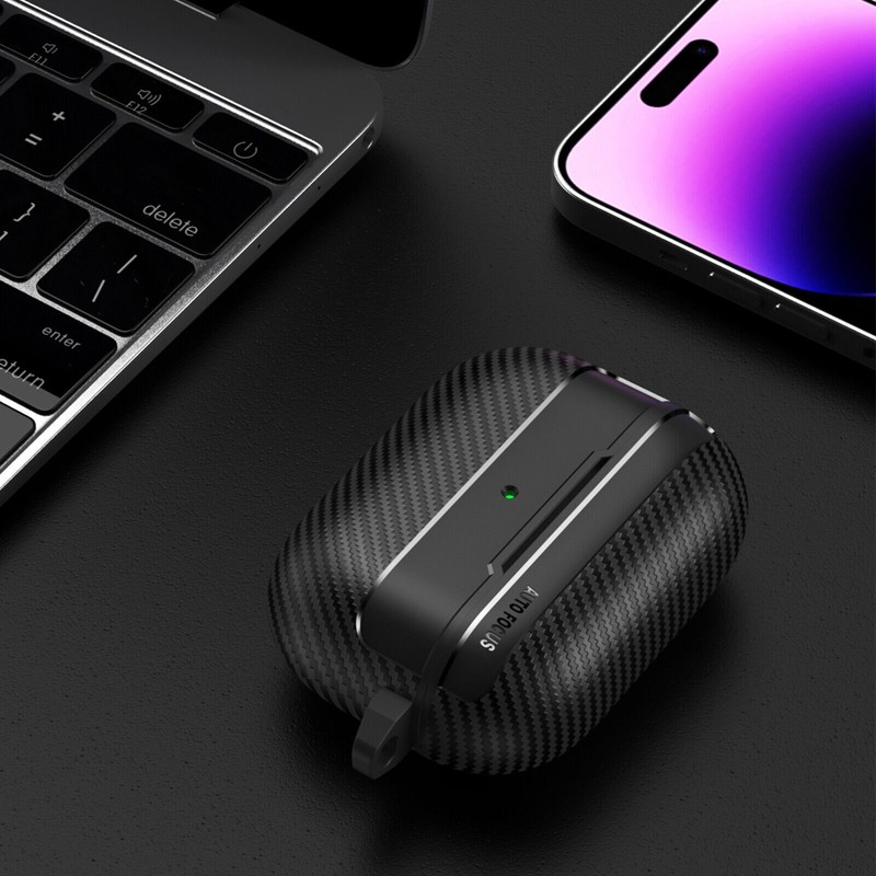 Case For Apple Airpods 1/2/Pro/3rd/4th Carbon Fibre Texture Shockproof Cover gallery