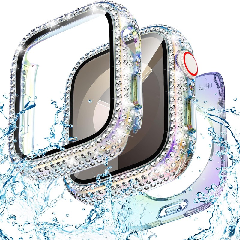 Diamond Case For Apple Watch Series 10 9 8 7 SE Ultra Glass Screen Protector
