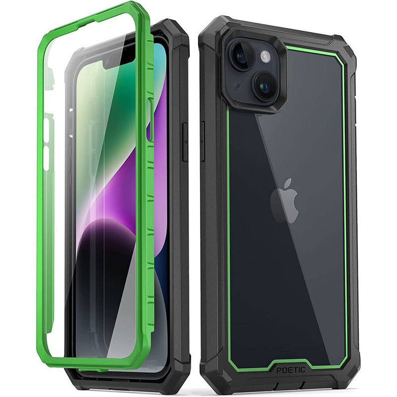 Poetic Guardian Case Compatible with iPhone 14 6.1 Inch Clear Cover Case Green