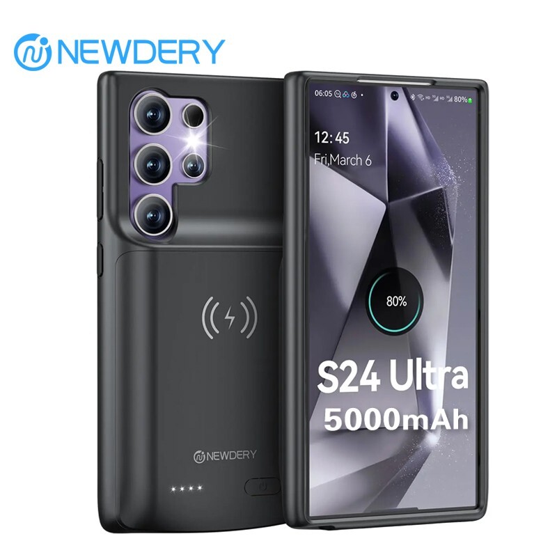 NEWDERY Battery Case for Samsung Galaxy S24 Ultra Wireless Charging Power Bank