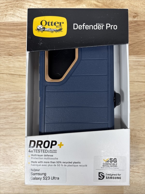 OtterBox Defender Pro Case & Holster for Samsung Galaxy S23 Ultra - Blue Suede