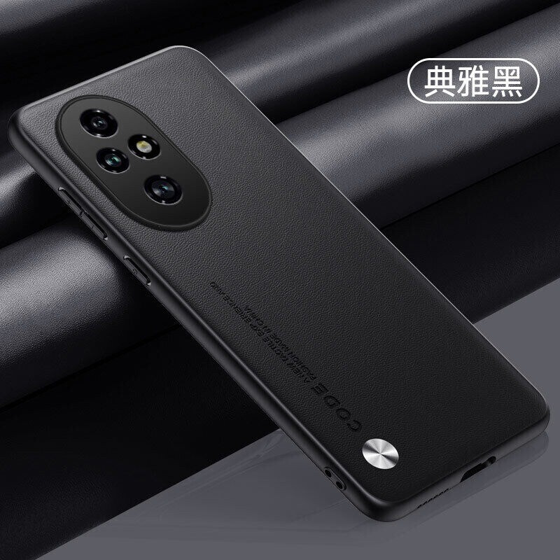 Magnetic Leather Rugged Plain Cover + Tempered Glass For Honor 200 Pro