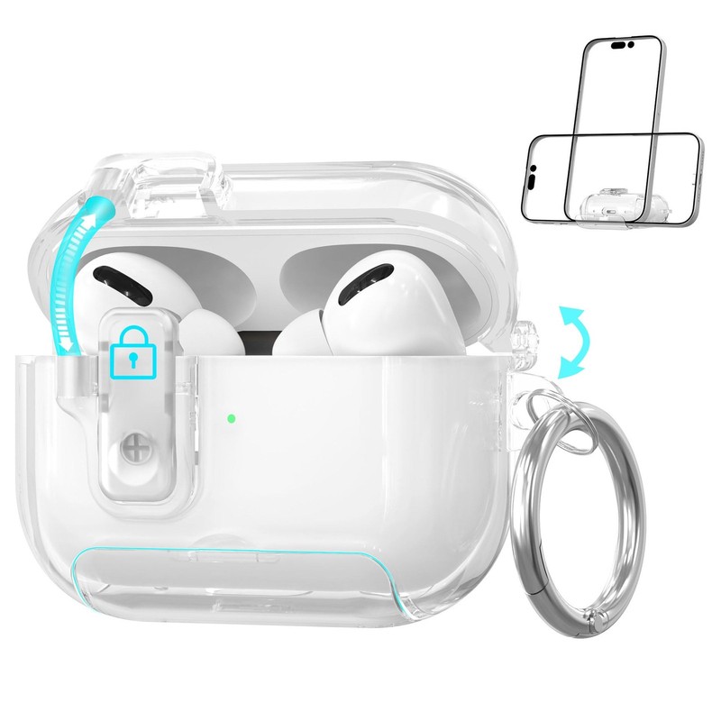 Multifunction Built in Magnets Lock Clear Case Cover for AirPods 4, Original …