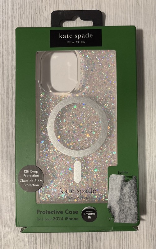 Kate Spade New York Hardshell Case For iPhone 16, Chunky Glitter Iridescent
