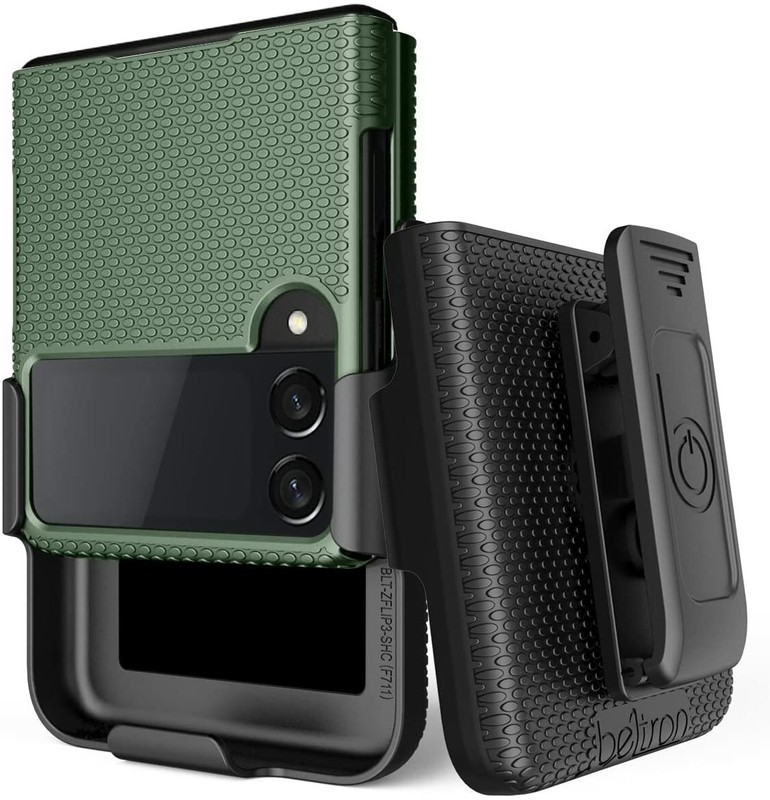 Samsung Galaxy Z Flip 3 Belt Clip Case, Slim Tough Protective Cover & Kickstand