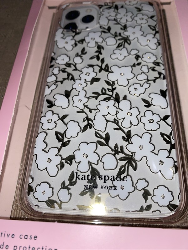 KATE SPADE PHONE CASE iPHONE 11 PRO MAX CLEAR W/TINY WHITE FLOWERS / GOLD FOIL gallery