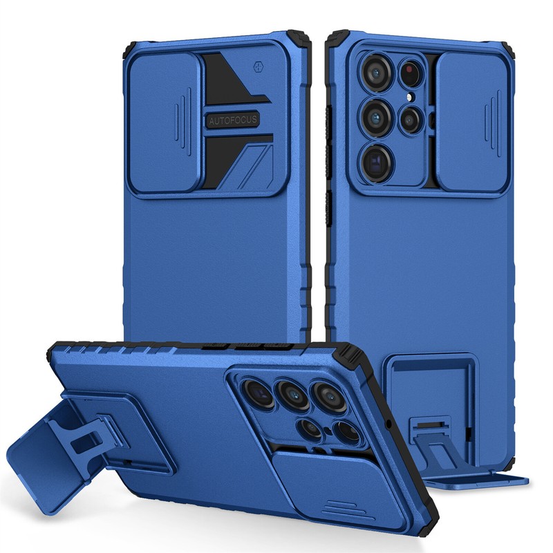 For Samsung Galaxy S24 Ultra S23 S22Plus Shockproof Stand Slide Camera Lens Case