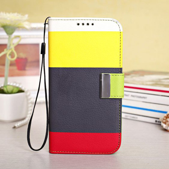 Samsung Galaxy S5 Leather Stand Wallet Case Magnetic Flip Cover 3 Color Stripes