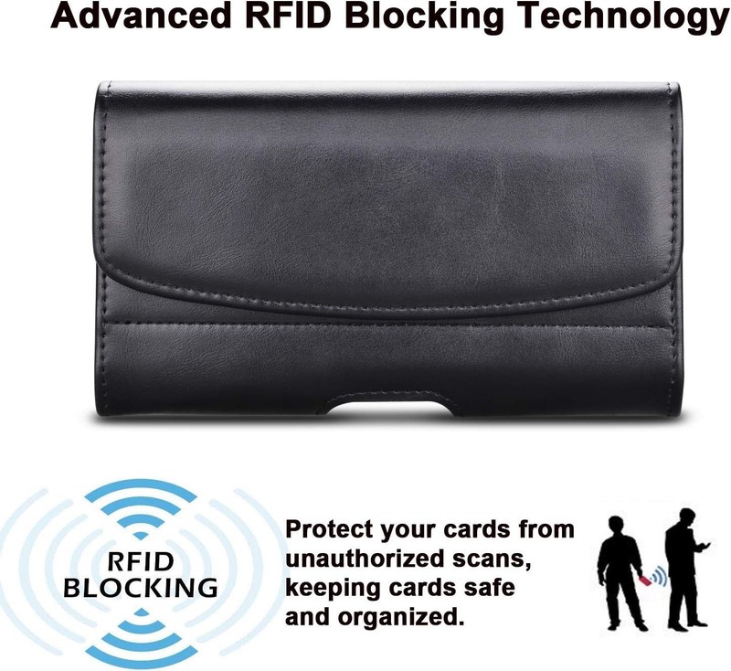 Phone Holster with Belt Clip,Premium PU Waist Carrying Pouch with RFID