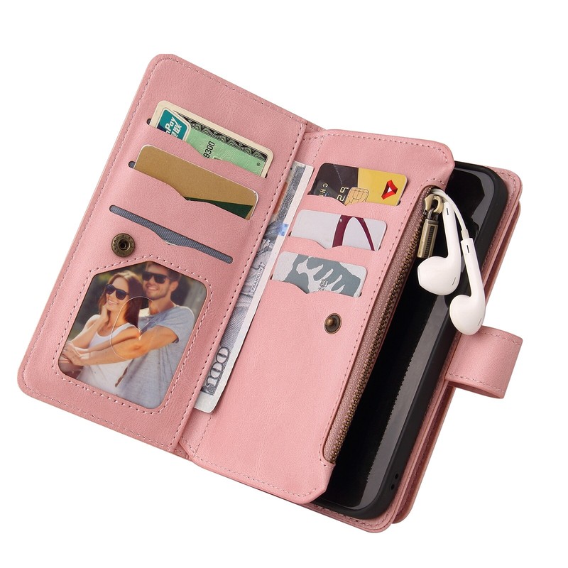 Retro Leather Card Zipper Wallet Case Cover for iPhone 13 14 15 Pro Max 12 11 8 gallery