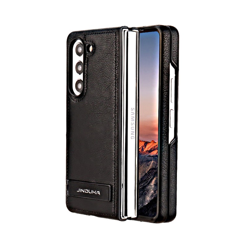 For Samsung Galaxy Z Fold6/5/4/3 Premium Leather Shockproof Case Kickstand Cover
