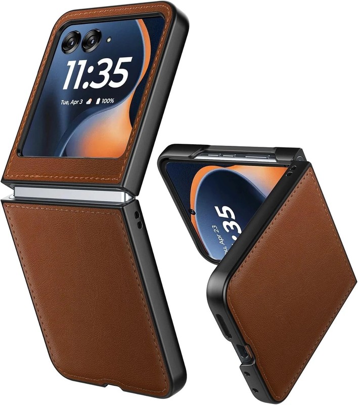 Case for Motorola Razr 2024/2025 – PU Vegan Leather Back & Hard Polycarbonate Bu