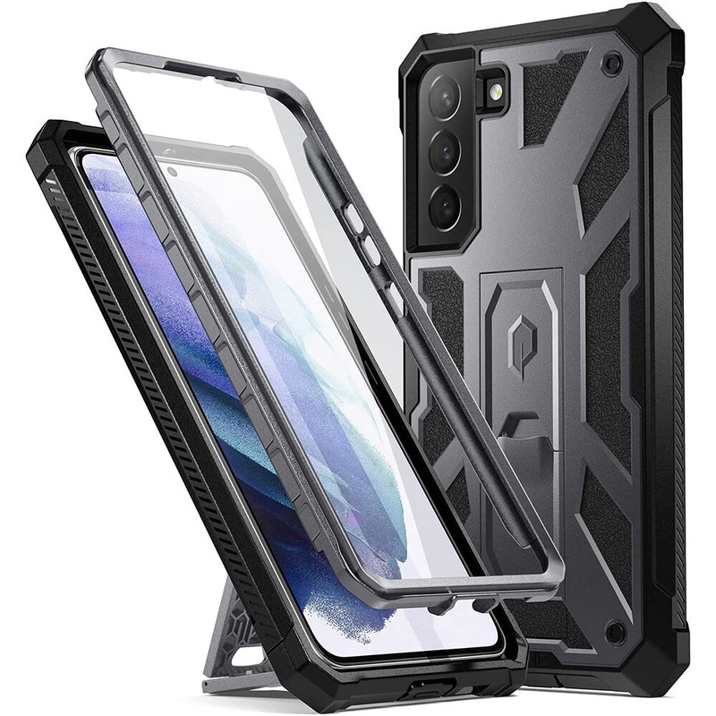 Fit Samsung Galaxy S22 Case [Work with Fingerprint ID] Cover Metallic Gun Metal