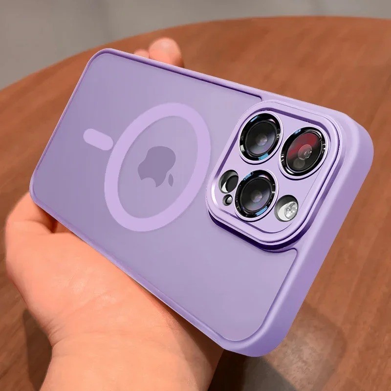 MagSafe Matte Magnetic Case with Lens Cover for iPhone 11-17 Pro Max