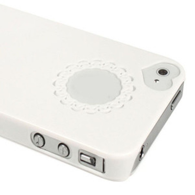 White soft plastic Case for iPhone 5 5S with heart shape on back