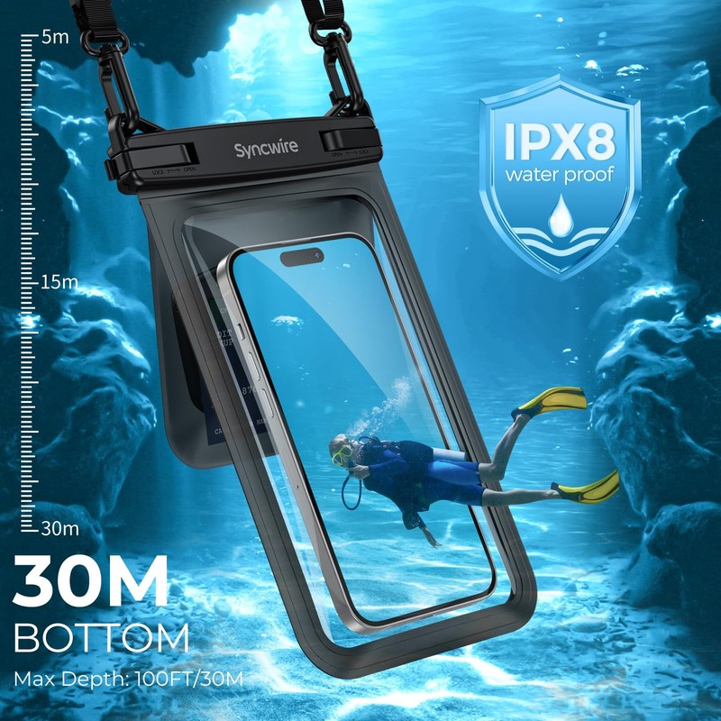 SYNCWIRE Waterproof Phone Case, 2-Pack IPX8 9.76 x 6.18 x 0.75 inches, Black gallery