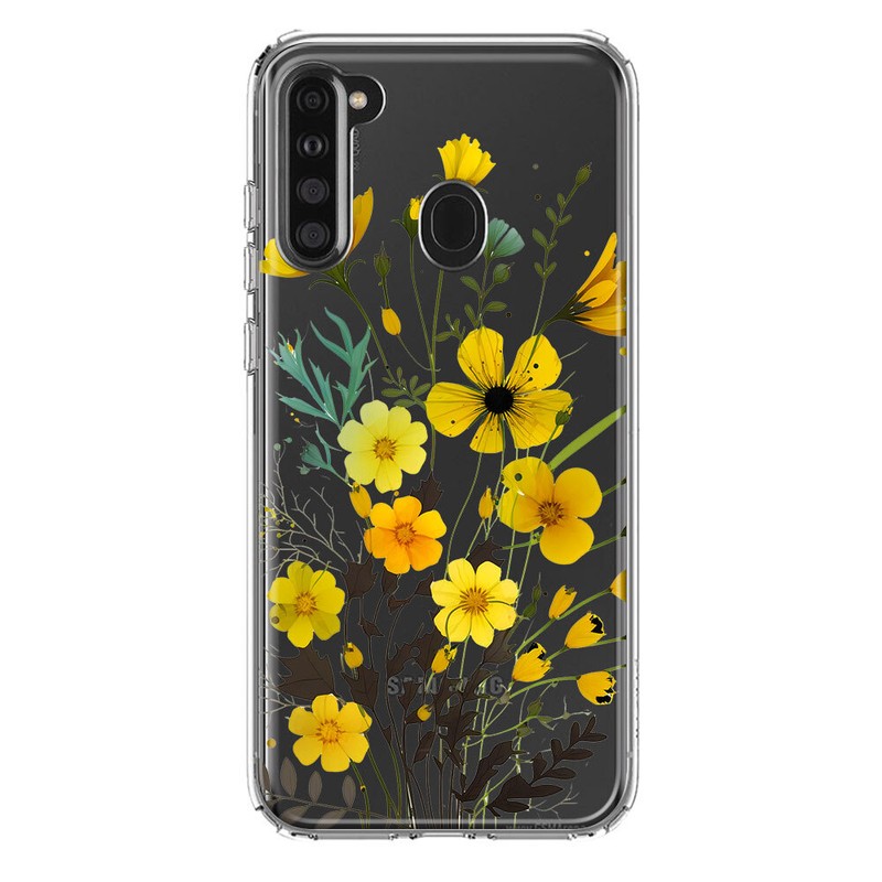 For Samsung Galaxy A21 Shockproof Yellow Summer Flowers Case