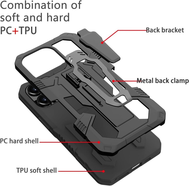 For iPhone 13 Pro Max Mini Case , Kickstand Cover + Tempered Glass Protector gallery
