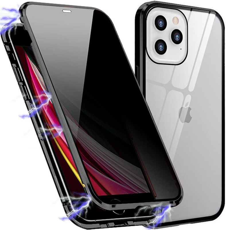 Anti Peep Privacy Magnetic Double Glass Case iPhone 15 14 13 12 11 Pro Max SE