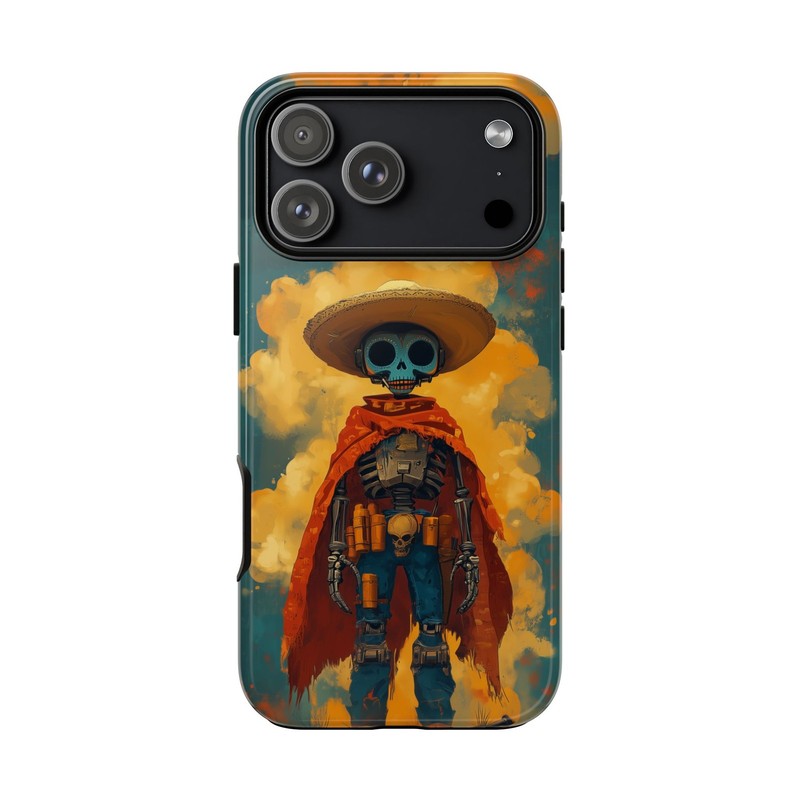 For iPhone/Galaxy/Pixel | Rugged Case | Robot Skeleton Vaquero