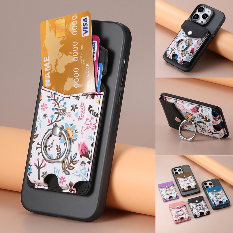 For iPhone 17 16 15 14 13 12 PU Leather Mag Safe Wallet Card Pocket Ring Stand gallery