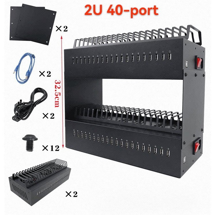 40 USB Farm Box Multi Hub Charging Station Studio Phone Charger Screen Casting