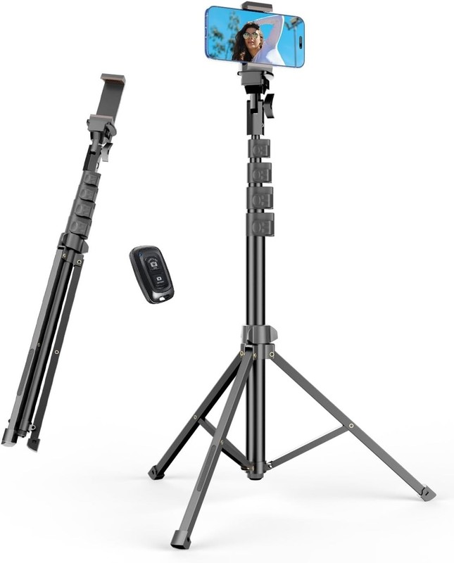 62’’ Cell Phone Tripod Stand, Adjustable Floor Cellphone Tri Pod Holder with …