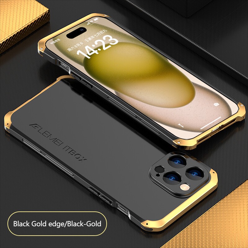 For iPhone 16 Pro Max Luxury Metal Armor Aluminum Metal Frame Shockproof Case