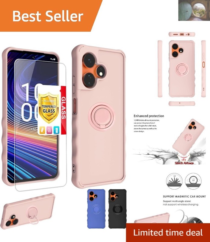 Stylish Pink 360° Ring Support Case for Boost Celero5G+ with Screen Protectors