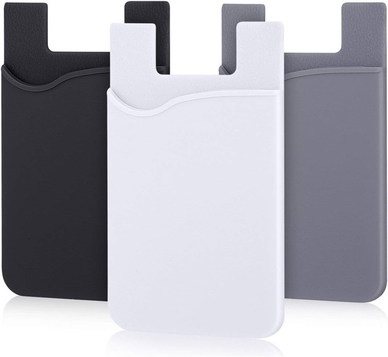 Cell Phone Card Holder for Back of Phone Case. Silicone Stick on Pocket Wallet f