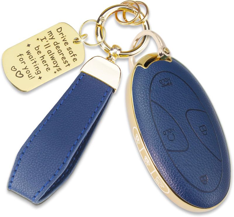 Soft TPU & Leather Key Fob Cover Compatible with Hyundai Ioniq 6 Grandeur GN7 KO