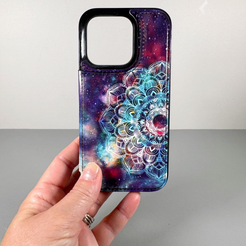 Wallet Case for iPhone 15 Pro - Purple Mandala Geometric Pattern | Flip Case gallery
