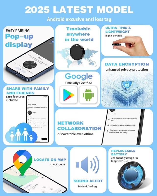 Advanced 4 Count Waterproof Tracker Tags for Android - Perfect for Keys & Bags gallery
