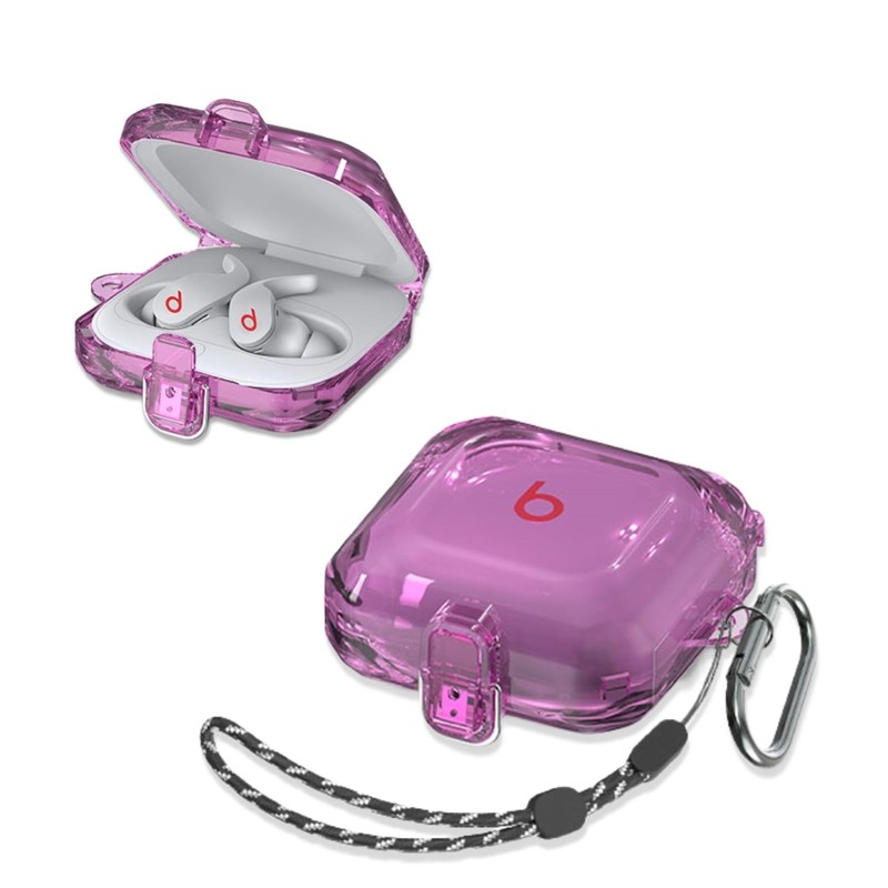 [Clear Purple with Lock] Shock-Absorption Case Compatible with Beats Fit Pro …