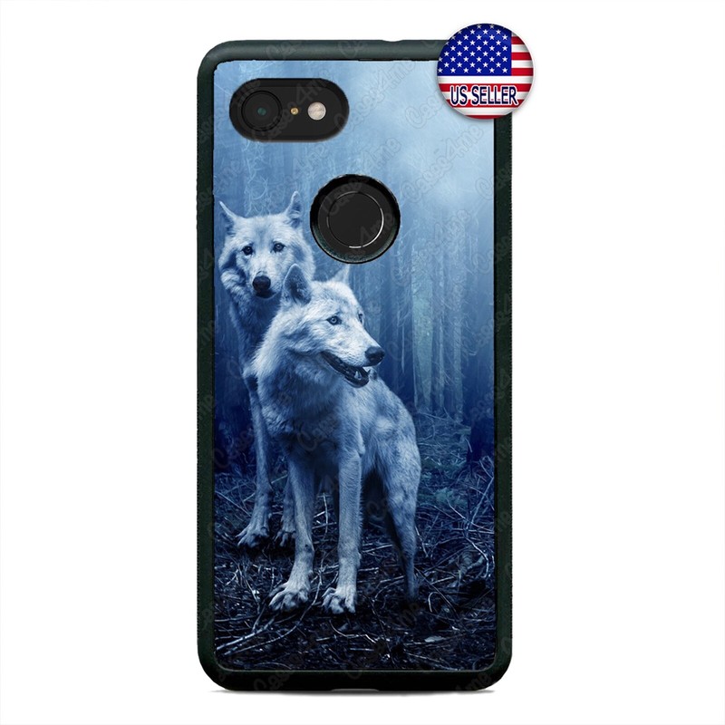 For Google Pixel 3 3XL 2XL White Wolves Wolf Phone Case Woods Rubber Cover gallery