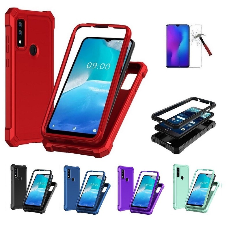 For AT&T Maestro 3, Full Body Soft TPU Cover Case with Tempered Glass