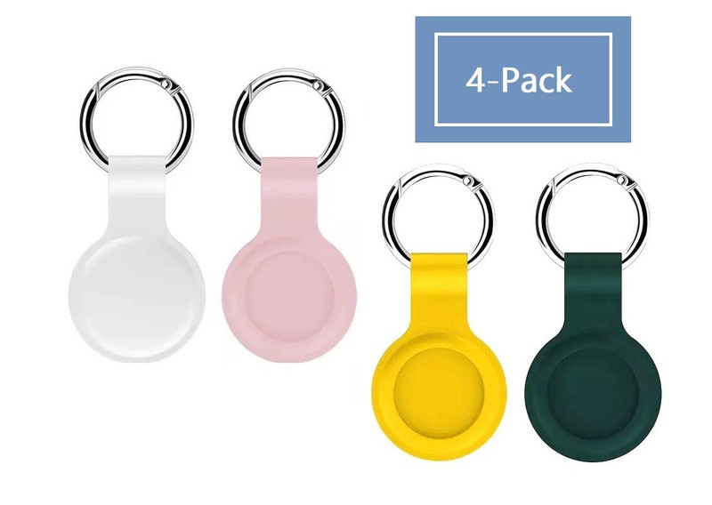 4PK AirTag Keychain Silicone Rubber Protective Case Holder Key Ring Multi Colors