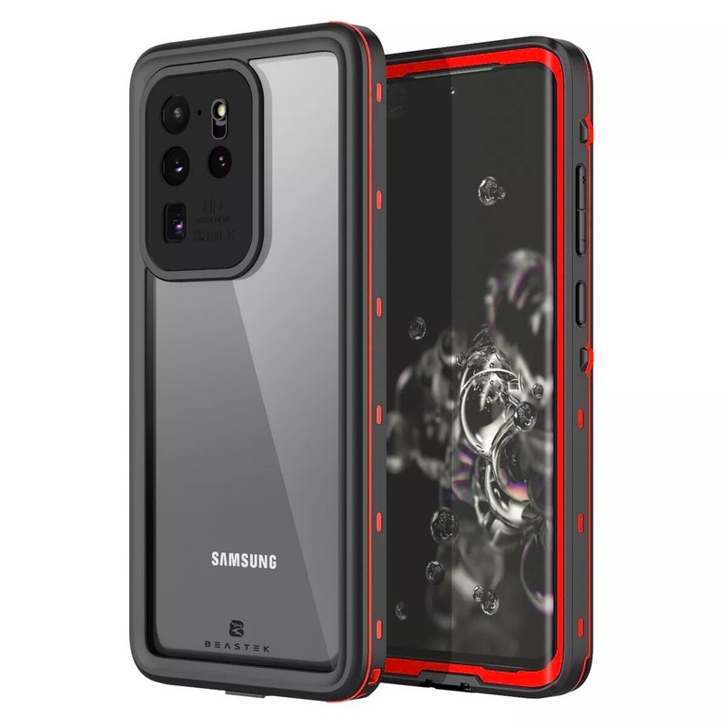 For Samsung Galaxy Note 20/20 Ultra 5G Red Waterproof Case with Screen Protector